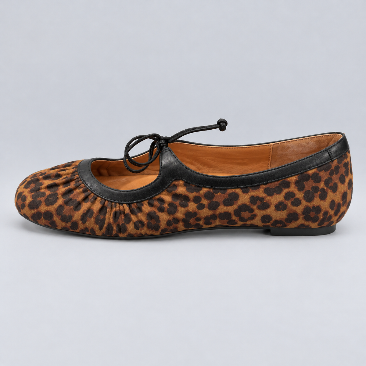 Jax & Bard Joliet women's ballet flat with bow in leopard haircalf, side view