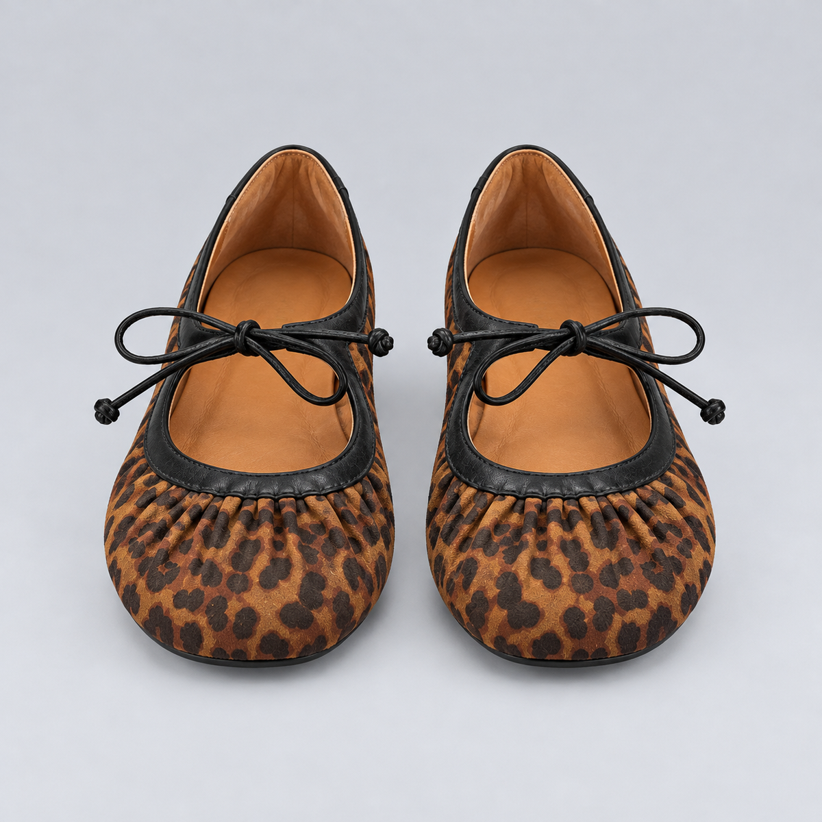 Jax & Bard Joliet women's ballet flat with bow in leopard haircalf, pair, front view