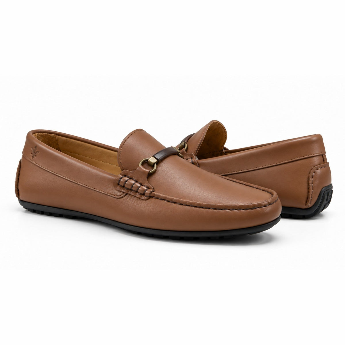 Pair of Vieux Bienville men's loafers in smooth tan leather