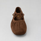 Jax & Bard Joliet women's ballet flat with bow in chocolate suede, front view