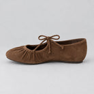 Jax & Bard Joliet women's ballet flat with bow in chocolate suede, side view