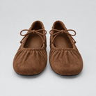 Jax & Bard Joliet women's ballet flat with bow in chocolate suede, pair, front view