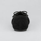 Jax & Bard Joliet women's ballet flat with bow in black suede, back view showing the heel
