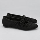 Jax & Bard Joliet women's ballet flat with bow in black suede, pair, angled view
