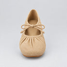 Jax & Bard Joliet women's ballet flat with bow in taupe suede, front view