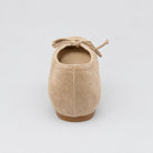 Jax & Bard Joliet women's ballet flat with bow in taupe suede, back view showing the heel