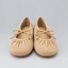 Jax & Bard Joliet women's ballet flat with bow in taupe suede, pair, front view
