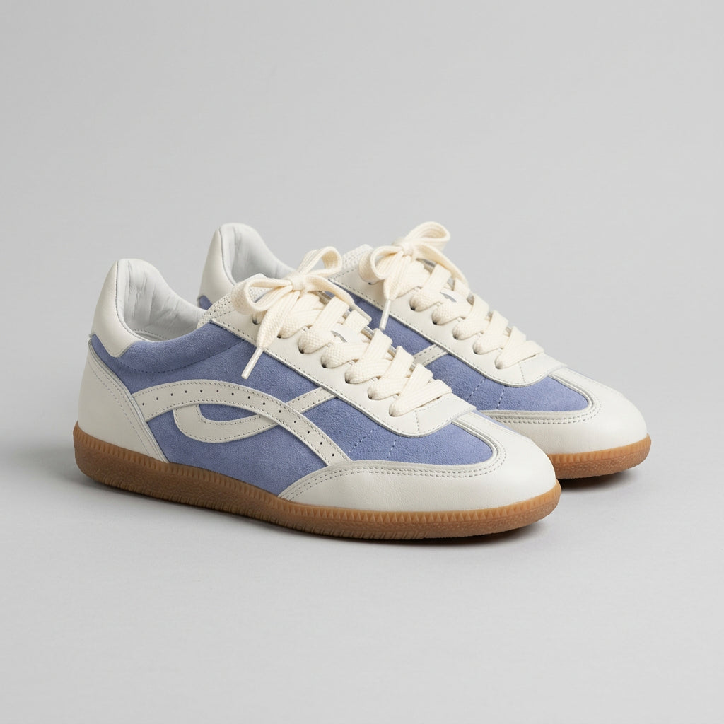 Vieux Desoto retro sneaker in light blue and white