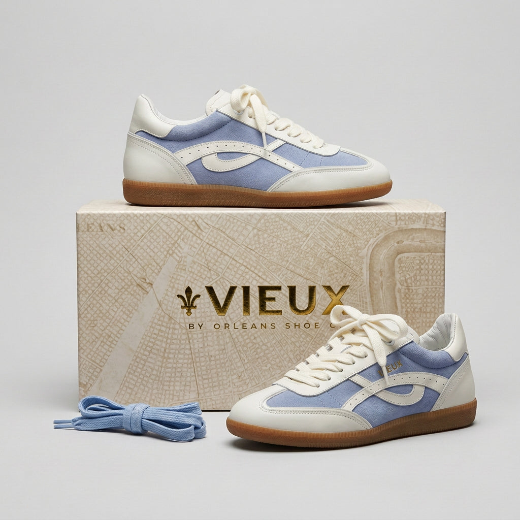 Vieux Desoto retro sneaker in light blue and white