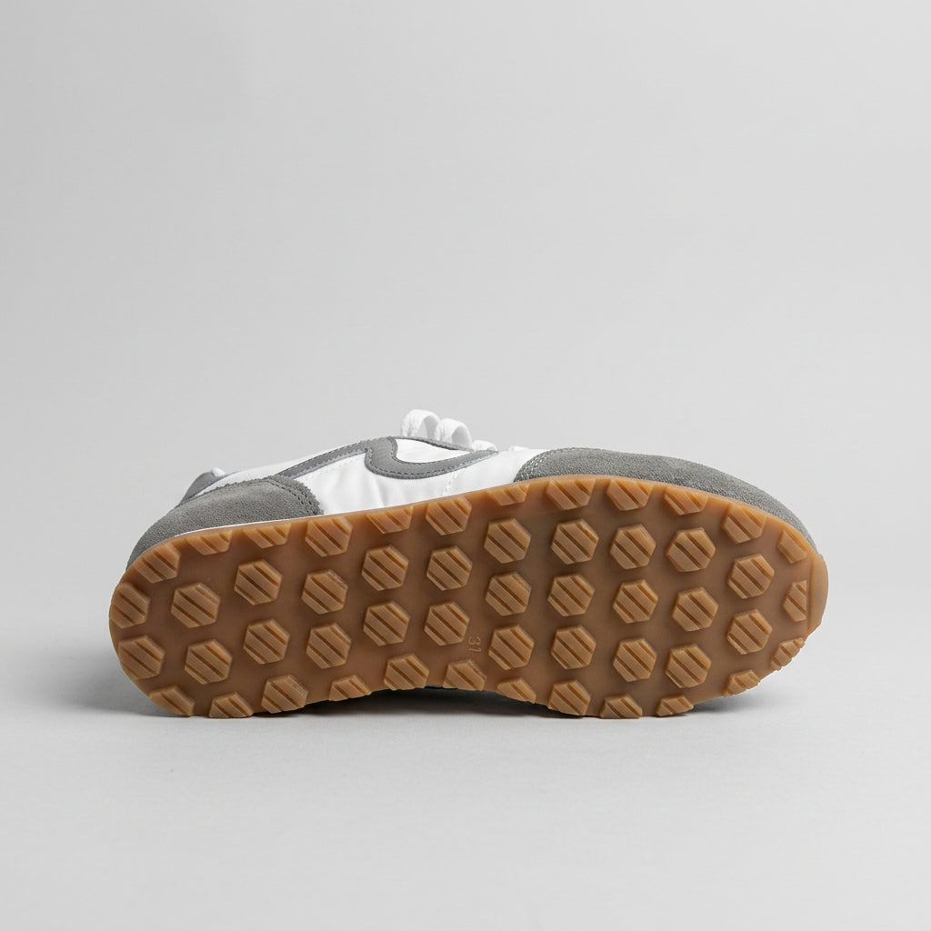 Vieux Riverbend women's retro runner in grey and white leather and suede
