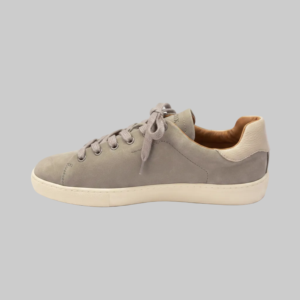 Vieux Orleans men's lace-up sneaker in grey suede, side view