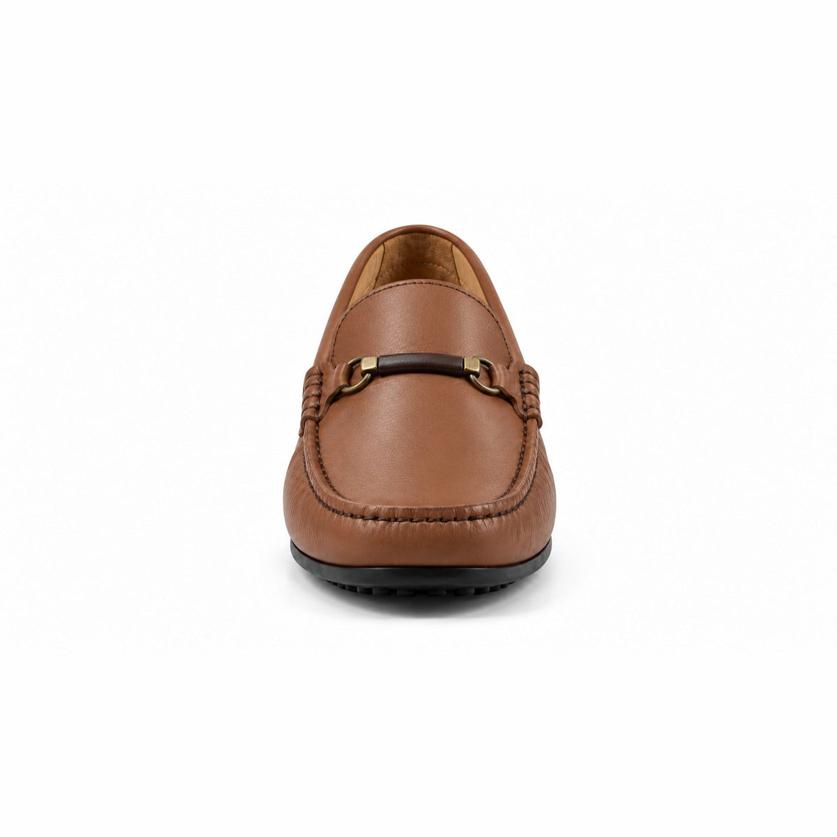Vieux Bienville smooth tan leather loafer, front view
