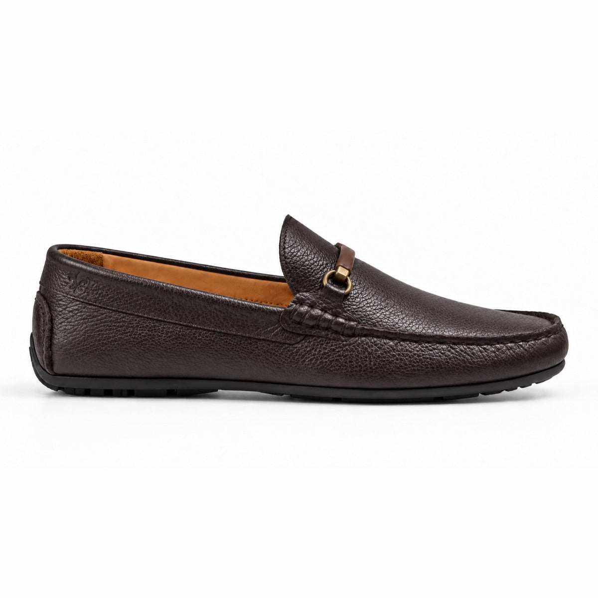 Vieux Bienville Caffe tumbled leather moccasin loafer, side view