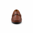Vieux Bienville cognac tumbled leather loafer, front view
