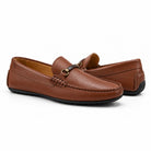 Pair of Vieux Bienville men's loafers in cognac tumbled leather
